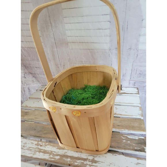 Chicken Easter Bunny basket decor home wooden shab - Picture 3 of 6